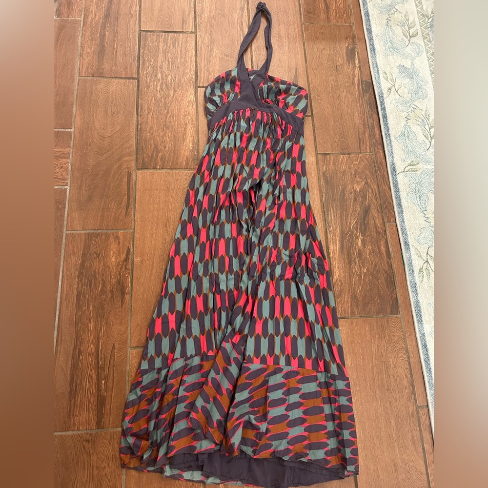 Boden size 6 mod print maxi halter dress